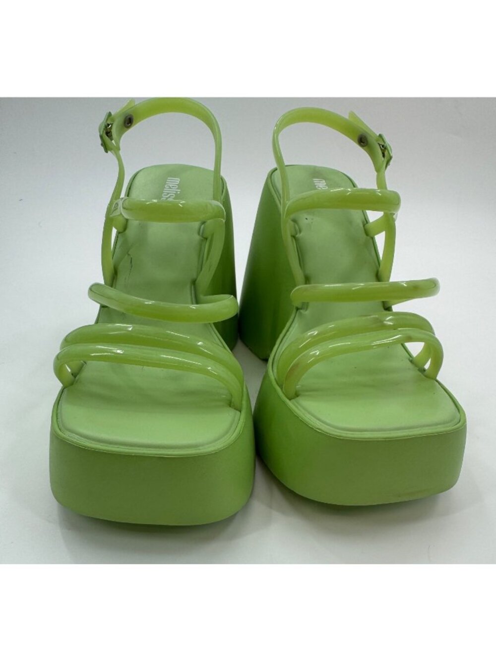 Melissa Jessie Womens Lime Green High Platform Sandals Size 9 - Picture 4 of 12